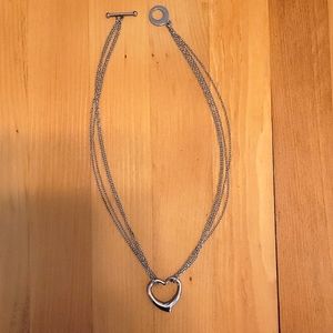 NWOT Silver Heart Pendant Multiple Chain Toggle Necklace 16"